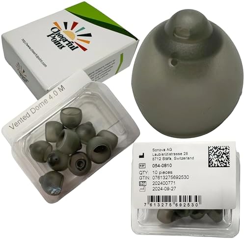 Phonak Vented Domes 4.0 – Medium Size (M) – (054-0810) –10 Pack – Compatible with Phonak Marvel, Paradise, Lumity RIC Devices – Open Fit – Original Phonak Replacements