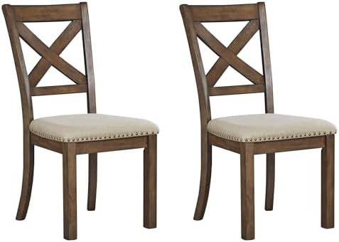 Signature Design by Ashley Moriville Modern Farmhouse 19" Upholstered Dining Room Chair, 2 Count, Brown