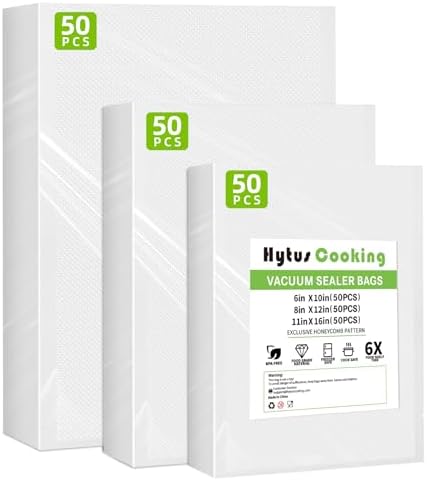 Vacuum Sealer Bags for Food Storage,Anti-Puncture 150Pack Gallon 11"x 16",8"x 12" & 6"x 10" Precut Food Vacuum Seal Saver Bags for Sous Vide,Meal Prep,Microwave,Commercial Heavy Duty Embossed,BPA-Free