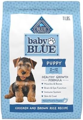 Blue Buffalo Baby Blue Natural Dry Food for Puppies, Healthy Growth Formula with DHA, Savory Chicken Recipe, 11-lb. Bag