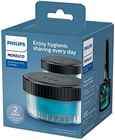 Philips Norelco Quick Clean Pod Cartridge, Lubricates Shaver and Eliminates Cut Hair, 2x 5.4 fl oz Cartridges (Up to 6m Supply), CC12/52