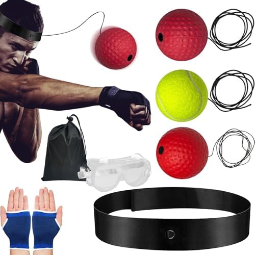 Box Bollen, Box Ball Game, Boxing Reflex Ball Set Adjustable Headband for Punching Practice, Interactive Boxing Ball Punching Speed Balls, Improve Reaction Response Reflex Timing Accuracy and fo-cus