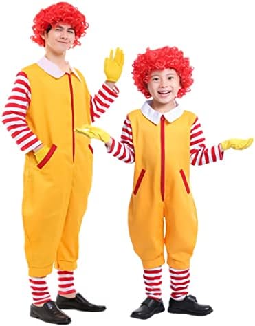 4-PCS Clown Costume Set - Boys Girls Circus Clown Outfit for Halloween Christmas Carnival Cosplay Party