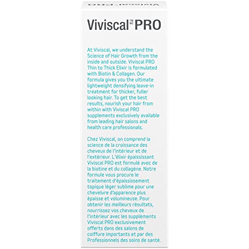 Viviscal Professional Thin to Thick Elixir - Biotin, Collagen & Keratin - Botanical Scent - Non-Greasy - Unisex Adult