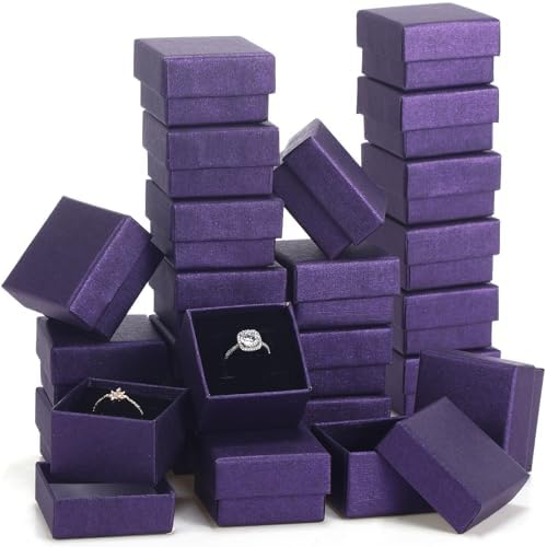 Yinkin 72 Pcs Jewelry Ring Gift Boxes Bulk 2 x 2 x 1.2 Inch Ring Necklace Earring Boxes for Weddings Christmas