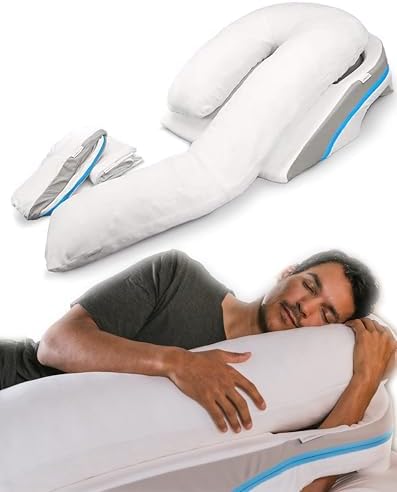 MedCline Shoulder Relief System with Extra Cases, Bed Wedge Pillow for Shoulder Pain Relief and Therapeutic Body Pillow, Inclined Sleep Position with Arm Pocket, Small/Medium for 5'9" and Under