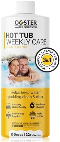 3in1 Weekly Hot Tub Cleaner, Conditioner, Clarifier - Hot Tub Chemicals for Standard & Inflatable Spas - Spa Chemicals for Crystal Clear & Sparkling Clean Water - Made in USA (32oz)