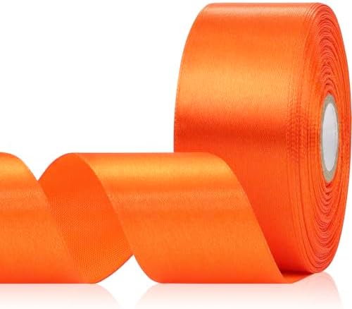 Orange Satin Ribbon 1-1/2 Inch 30 Yards, Orange Ribbon for Gift Wrapping, Flower Bouquet, Crafts, Halloween, Christmas, Wedding, Thanksgiving, Easter