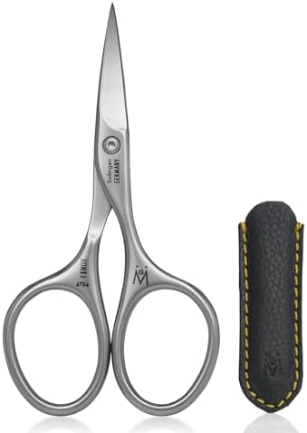 GERMANIKURE Professional Nail Cutter Scissors - FINOX Stainless Steel Nail Scissors - Curved for Nail Tips - Manicure Tools in Leather Case - Ethically Made in Solingen Germany - 4704