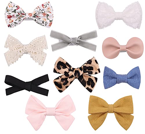 10 PCS Baby Girl Hair Clips Bows Barrettes Fully Lined Alligator Clip Hair Accessories for Little Girl Toddler Kids Children (Muticolor)