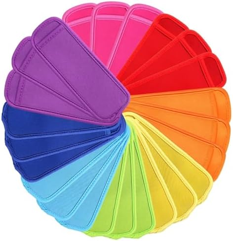 JANYUN 24 Pack Reusable Popsicle Bags Ice Pop Sleeves Antifreezing Sleeves, 8 Colors