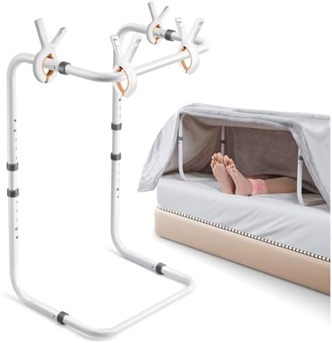 Blanket Lifter for Feet, Adjustable Height Blanket Lifters for Foot of Bed, Aluminum Alloy Blanket Lifter for Foot Toes Leg Knee Ankle Post Surgery Recovery, 4 Clips Included