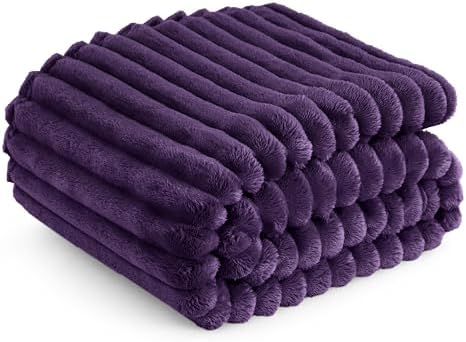 Bedsure Purple Fleece Blanket for Couch - GentleSoft Cozy Soft Blankets for Women, Cute Small Throws for Girls, 50x60 Inches