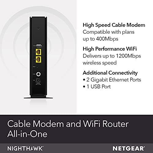 NETGEAR Cable Modem with Built-in WiFi Router (C6230) - Compatible with All Major Cable Providers incl. Xfinity, Spectrum, Cox - for Cable Plans Up to 400Mbps - AC1200 WiFi Speed - DOCSIS 3.0