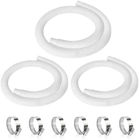 3 Pcs 1.25" Pool Hose, 59" Long Accessory Pool Pump Replacement Hoses, Compatible with All Above Ground Pool Filter Pumps that Use 1 1/4 Diameter Hoses
