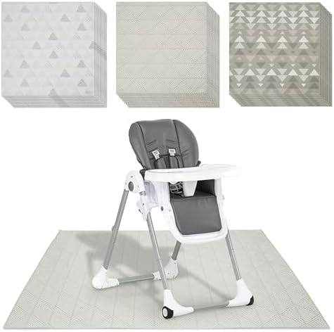 Graco Baby Disposable Splat Mats, 3 Subtle Designs 30 PACK (10 Each) 47" x 40” | Biodegradable & Compostable, Eco-Friendly Floor Protector, Under High Chair for Baby Led Weaning, Home & Restaurant Use