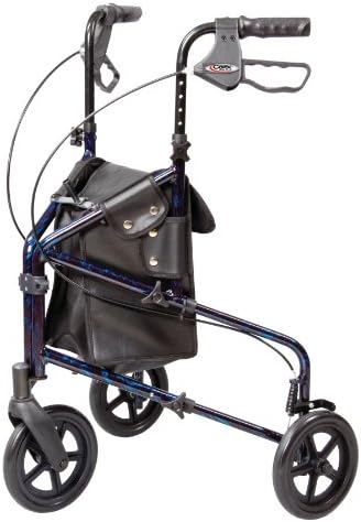 Carex 3 Wheel Walker for Seniors, Foldable, Rollator Walker with Three Wheels, Three Wheel Rolling Walker Height Adjustable for Seniors, Blue, Trio, Folding