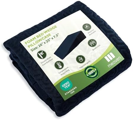 Wedge Pillow Cover for 26x25x7.5 Bed Wedge Pillow, Hypoallergenic, Replacement Pillowcase Cover with Zipper & Pockets, Navy Blue