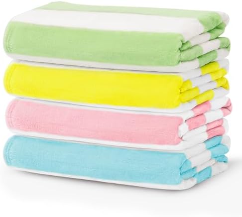 Touchat 4 Pack Cabana Stripe Beach Towels,30 by 60 Inches, Oversized Microfiber Towels Set for Pool,Super Absorbent Bath Towels for Bathroom,Kids and Adult,4 Colors