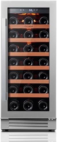Ca'Lefort 15 Inch Wine Fridge, 33 Bottle Wine Cooler Refrigerator, 40-65°F Wine Refrigerator Glass Door, 3 LED Wine Fridge, Built-in or Freestanding Wine Fridge for Home/Bar/Kitchen (3.0 cu.ft)