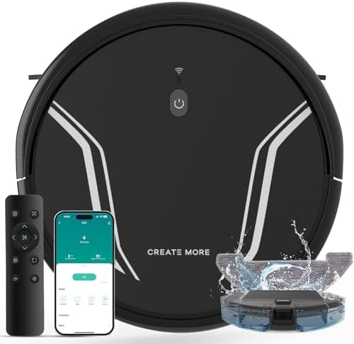 Bagotte Robot Vacuum and Mop, 5000Pa Mopping Robot Vacuum Cleaner with 3-in-1 Robotic Vacuum Cleaner, App & Remote Control, Auto Recharge, WiFi/Alexa/App, Ideal for Hard Floor,Pet Hair