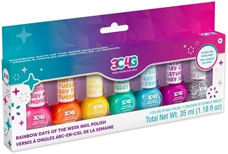 Bright Nail Polish Set for Girls & Teens - 7 Vibrant, Non-Toxic, Kid-Safe Colors for Every Day of the Week - Ideal Gift for Ages 8+ - Perfect for Parties & Play - Fun DIY Manicure Kit by Make It Real