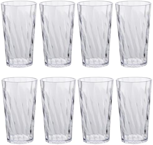 unbreakable Plastic Drinking Glasses，set of 8, shatterproof drinking cups, plastic glass cups, 10 ozplastic Tumbler Cups, Dishwasher Safe (transparent)