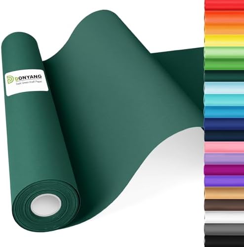 Green Christmas Wrapping Paper, 15"x450" Dark Green Kraft Paper Roll Bulletin Board Construction Art Craft Poster Decorative Paper Roll, Arts and Crafts, Christmas Birthday Bouquet Flower Gift Wrap