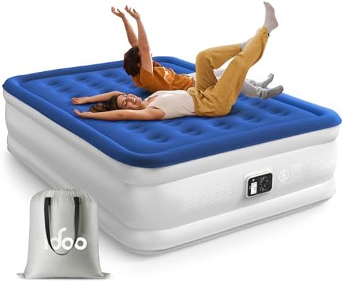 iDOO Air Mattress Queen with Built in Pump, Blow up Mattress, Inflatable Mattress Queen Size for Guests, Home, Camping, 3 Mins Inflation/Deflation, Upgraded Colchones Inflables, Comfort Air Bed