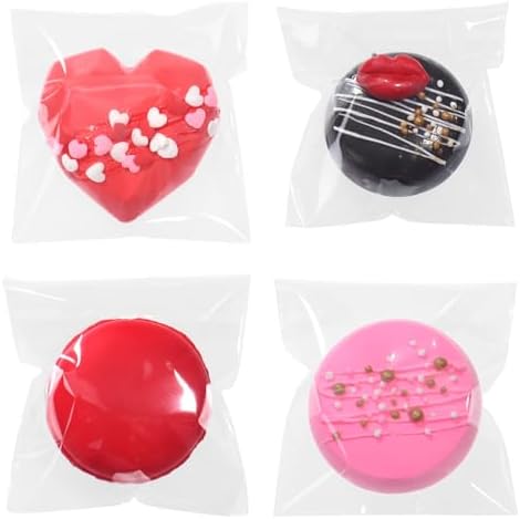 200Pcs 3 x3Inch Cookies Bags Chocolate Covered Ore Bags Macaron Bags BrownieTreat Bakery Candy Cellophane Bag Gift Cello Bag for Card Business Party Favor Bags Wedding Birthday Christmas