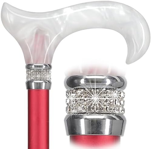 Stylish Walking Sticks – Rhinestone Collar Designer Adjustable Canes Colorful – Best Gift for Men and Women Light Weight Aluminum Shaft & Safe to Walk