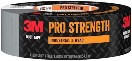 3M Pro Strength Duct Tape, 1.88 in x 60 yds, Professional-Grade Multi-Purpose Tape, Powerful Adhesive, Long-Lasting Bond, Ideal for Industrial & HVAC Use, Excellent Strength For Durability (1260-A)