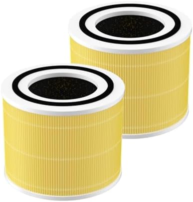 Future Way Core 300 Replacement Filter for LEVOIT Core 300 & 300S Air Purifier, 3-Stage H13 True HEPA Filter for Common Airborne Substance Removal, Replace Core 300-RF, Yellow, 2-Pack