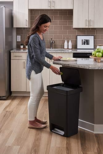 Rubbermaid Premier Series II Step-on Trash Can for Home and Kitchen, with Lid Lock and Slow Close, 13 Gallon, Charcoal, for Home/Kitchen/Hotel/Lobby/Office