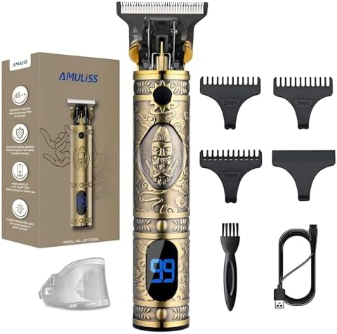 AMULISS Professional Mens Hair Clippers Zero Gapped Cordless Hair Trimmer Professional Haircut & Grooming Kit for Men Rechargeable LED Display