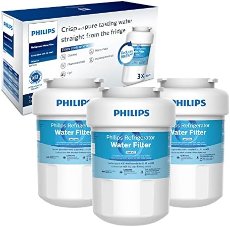 Philips AWP960 NSF/ANSI Certified Refrigerator Water Filter Replacement for GE® Smart Water MWF, MWFINT, MWFP, MWFA, GWF, HDX FMG-1, GSE25GSHECSS, WFC1201, RWF1060, 197D6321P006, Pack of 3