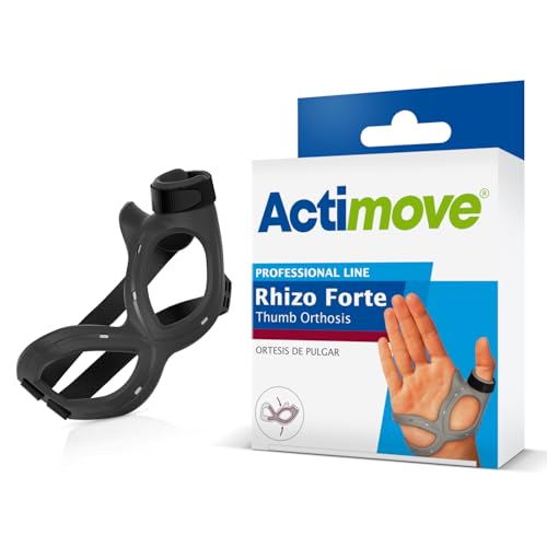 Actimove Professional Line Rhizo Forte Thumb Orthosis –Thumb Brace for Osteoarthritis, Skier’s Thumb, Rheumatoid Arthritis, Sprains – Patented Design – Left Hand – Black, Small