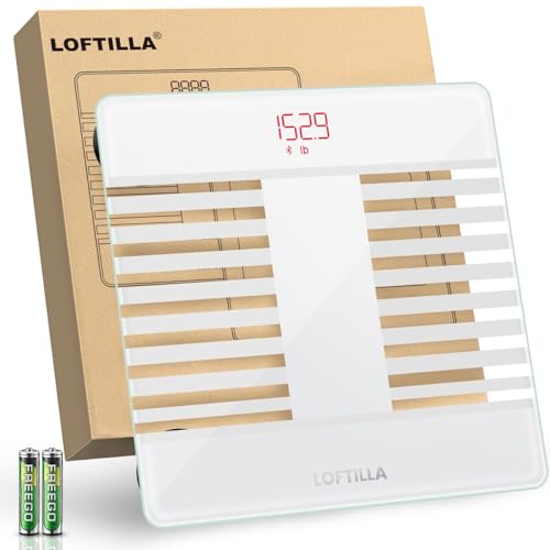 LOFTILLA Bathroom Digital Scales for Body Weight, High Precision Scale with BMI, Body Fat, Muscle Mass, Bluetooth Body Fat Scale with 400lb, Automatic Body Composition Scale