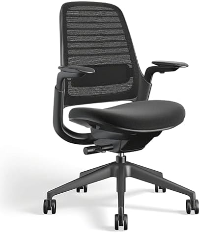 Steelcase Series 1 Office Chair - Ergonomic Work Chair with Wheels for Carpet - Helps Support Productivity - Weight-Activated Controls, Back Supports & Arm Support - Easy Assembly - Licorice