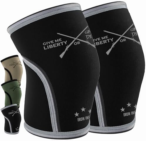 Knee Sleeves for Weightlifting & Powerlifting (7mm Pair) For Men & Women - Knee Wraps for Weight Lifting, Squats, Fitness, Gym Workout, Crossfit - IPF Approved Knee Compression Sleeve Support