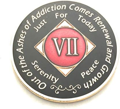 7 Year NA Black and Red Tri Plate Medallion -Chip, Coin, Token