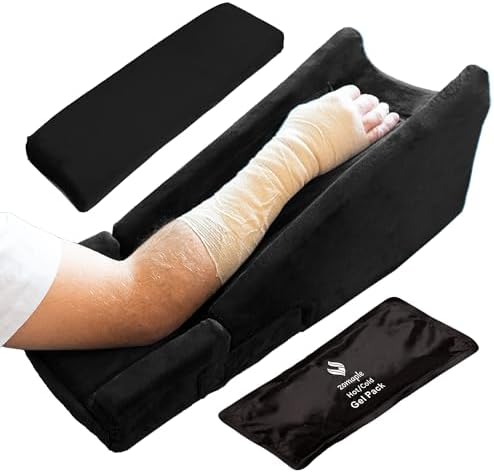Zomaple Adjustable Arm Elevation Wedge Pillow for Post Surgery Recovery - After Surgery Pillow for Adults with Ergonomic Elbow Support & Gel Pack - Suitable for Bed & Couch Rest [Patented Design]
