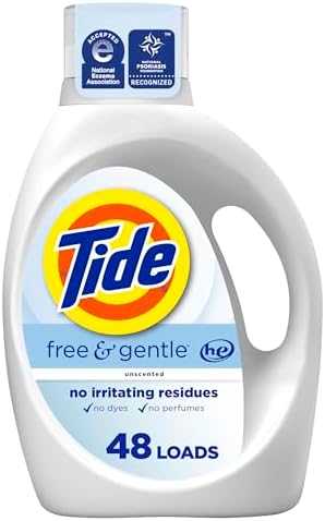 Tide Free & Gentle Liquid Laundry Detergent, 63 fl oz, 48 Loads, HE Compatible