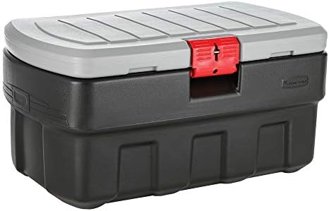 Rubbermaid ActionPacker Lockable Storage Box, 35 Gal, Grey and Black, Outdoor, Industrial, Rugged