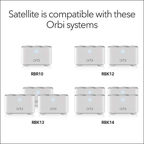 NETGEAR Orbi Mesh WiFi Add-on Satellite - Works with Your Orbi Router, add up to 1,500 sq. ft, speeds up to 1.2Gbps (RBS10) (RBS10-100NAS) (Renewed)