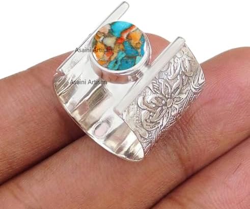 Timeless Elegance: 7MM Round Gemstone Pure 925 Sterling Silver Gift Floral Engraved Ring for Every Occasion