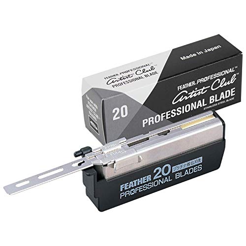 Feather Artist Club Professional Single Edge Razor Blades - Fits Any Artist Club Straight Razor - Platinum-Coated for Sharpness & Precision - Barber Supplies for Shaving & Outlining (20 Count)