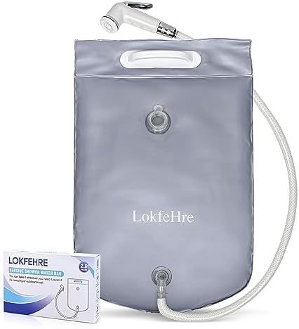 Bedside Shower Water Bag - 2.5 GL Portable Water Shower Bag For Hair Washing In Bed. Use with Inflatable Shampoo Basin, Inflatable Hair Washing Basin, Inflatable Bathtub For Elderly (Silver)