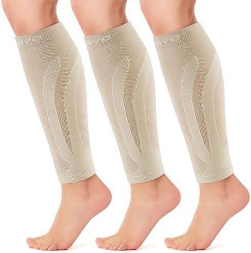 CAMBIVO 3 Pairs Calf Compression Sleeves for Men & Women – Footless Compression Socks for Shin Splints, Pain Relief, Varicose Veins – Leg Support for Running, Travel, Fitness, Nursing