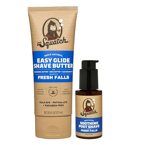 Dr. Squatch Fresh Falls Smooth Shave Bundle - Easy Glide Butter + Soothing Post Shave - Natural Ingredients - Manly Fragrance - Moisturizing